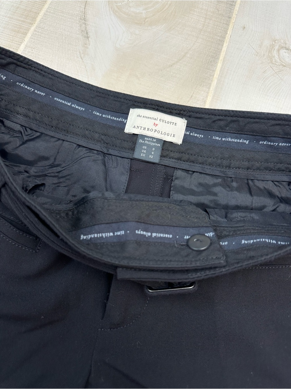Anthropologie Women's Essential Culotte Black Wide leg with Belt - Picture 7 of 10